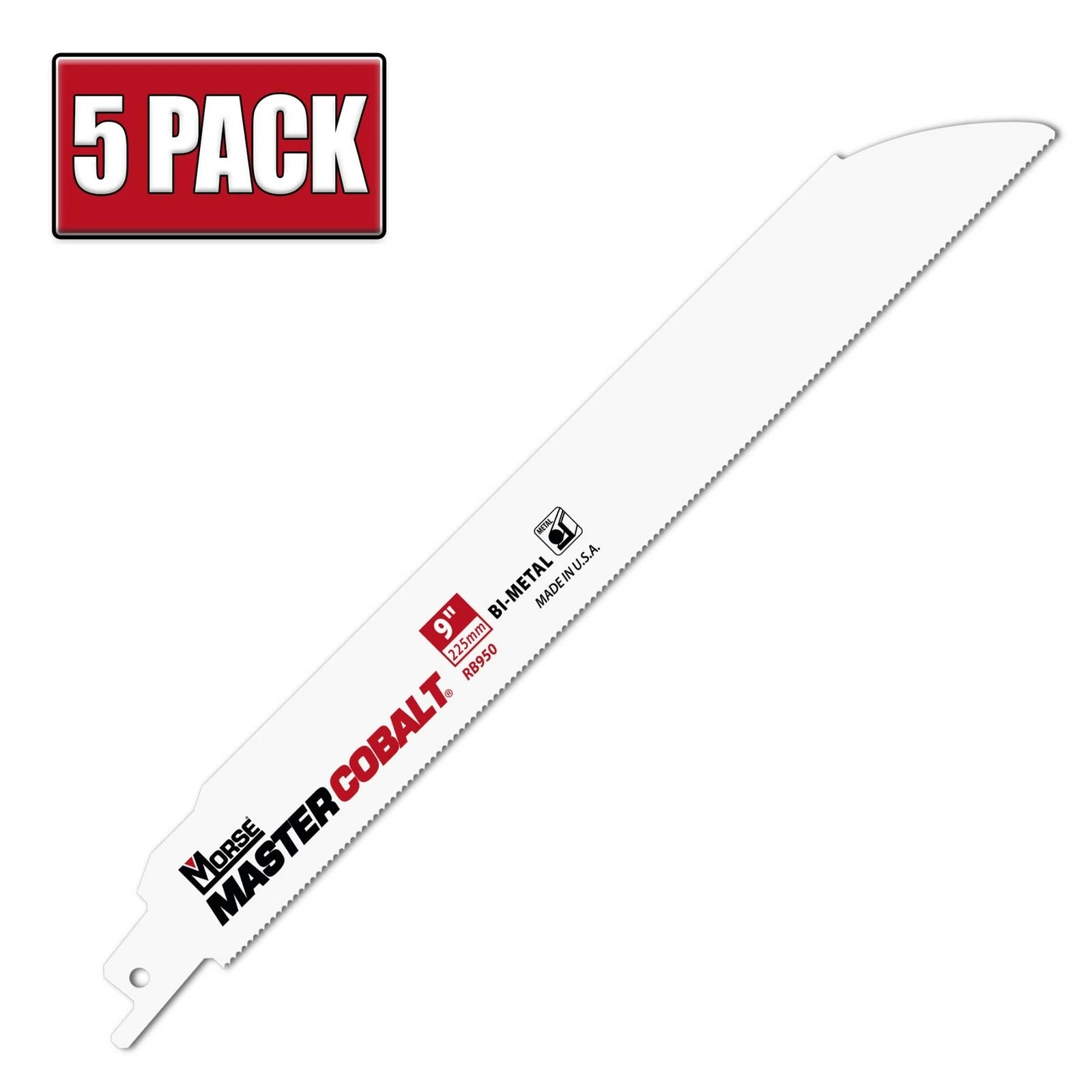 9" x .050" 14 TPI Morse Master Cobalt Bi-Metal Reciprocating Saw Blades - 5 Pack