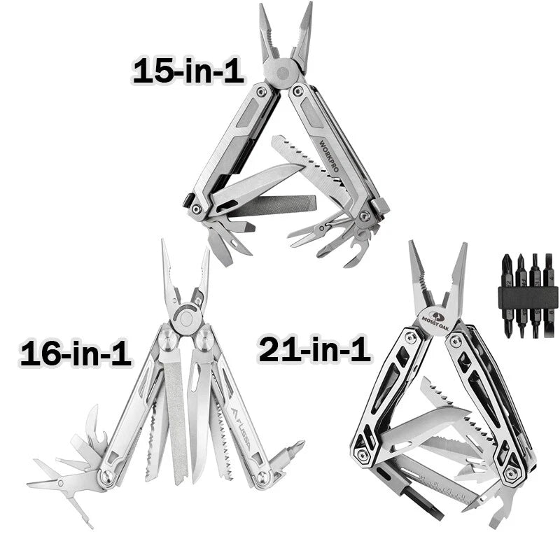 21-in-1/15-in-<wbr/>1/16-in-1 Multi-tool Pocket Knife Plier Set Safety Locking &amp;Sheath