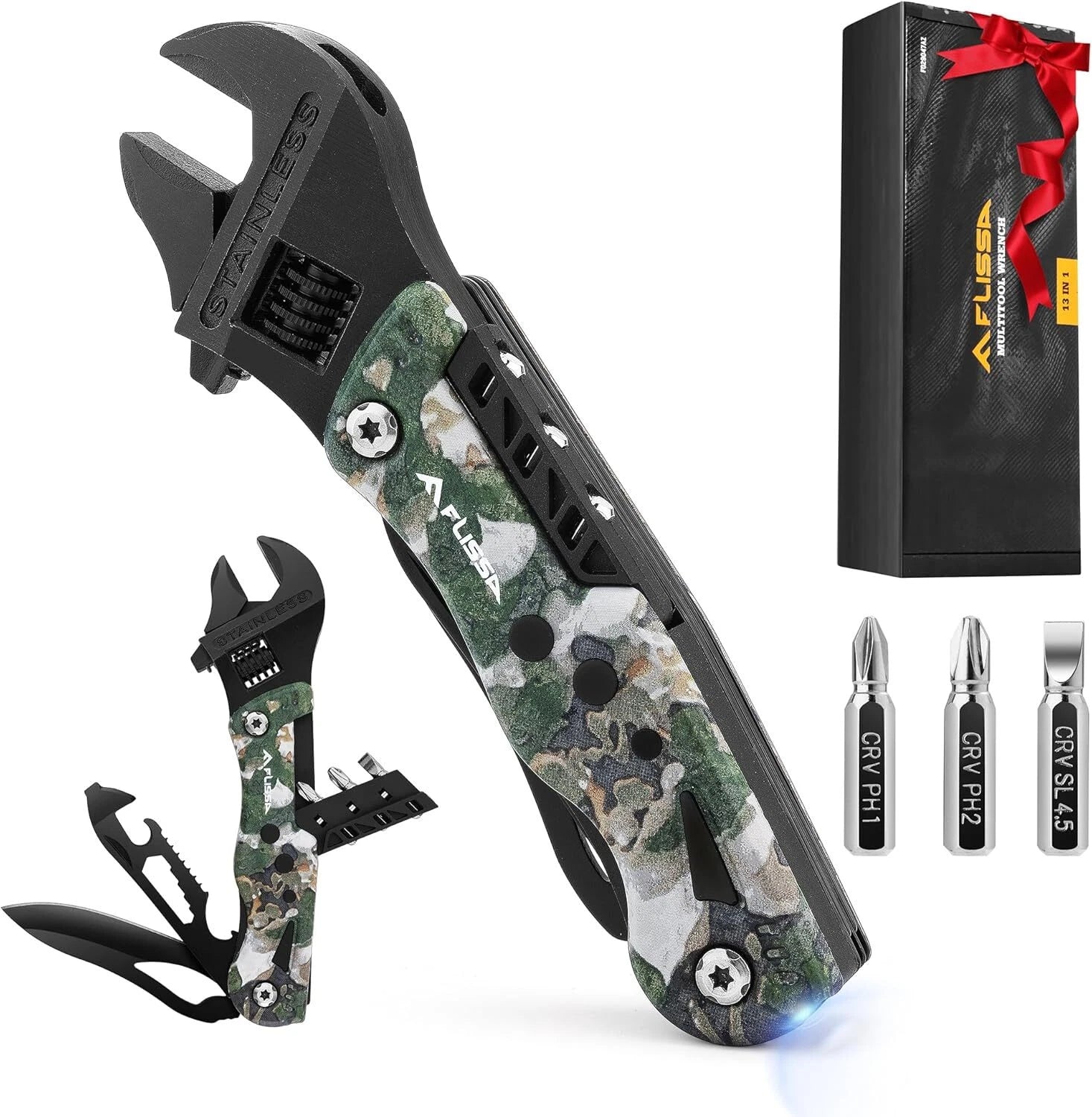 13-in-1 Multi Tool Pocket Knife Adjustable Wrench Stainless Steel