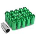 Open End M12x1.5 50mm Tall 25mm Od Green Aluminum Jdm Lug Nuts+adapter
