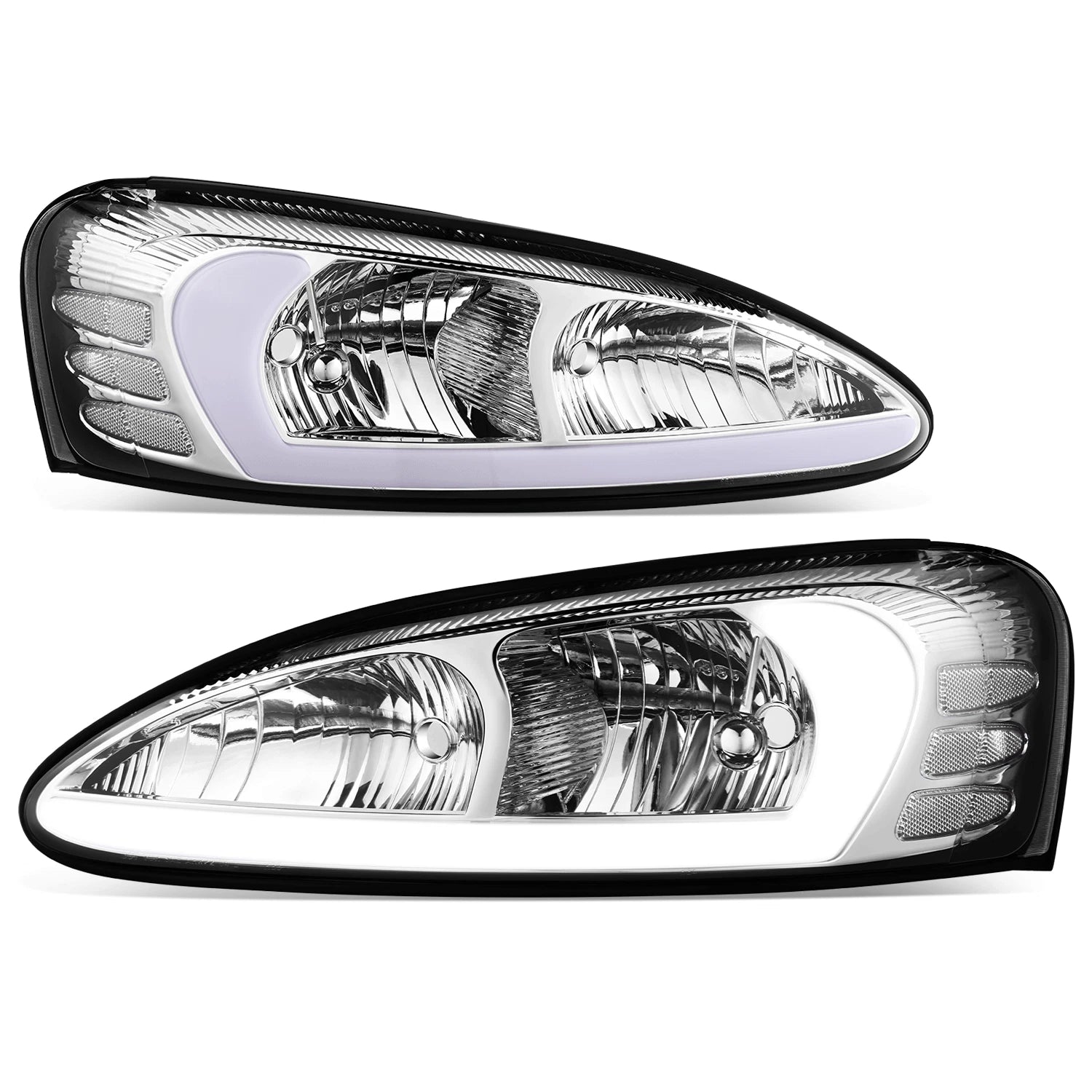 Fit 04-08 Pontiac Grand Prix Chrome Housing Clear Lens 3d Led Drl