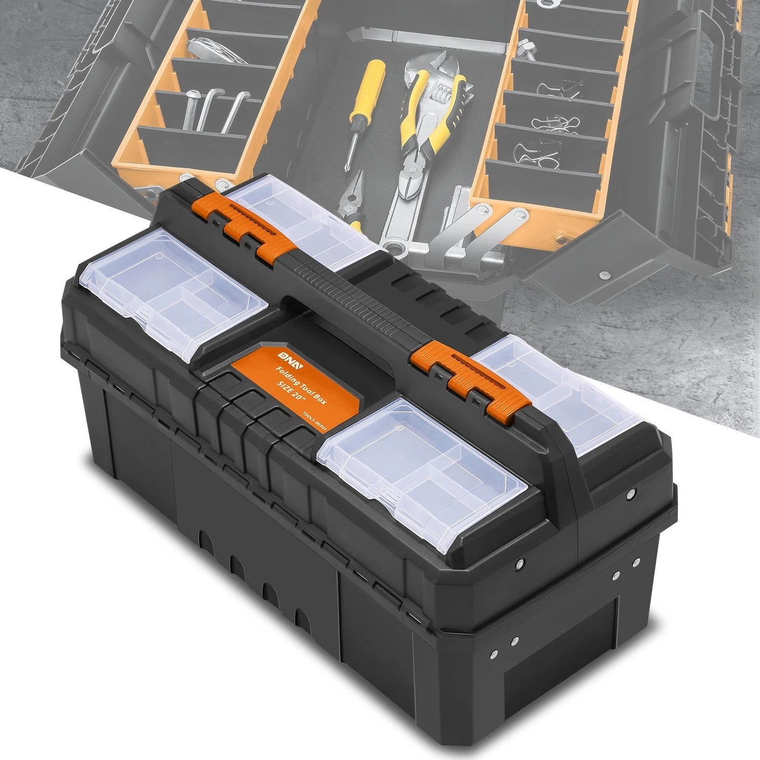 20" 2-layer Multi-function Folding Plastic Tools Box Workshop
