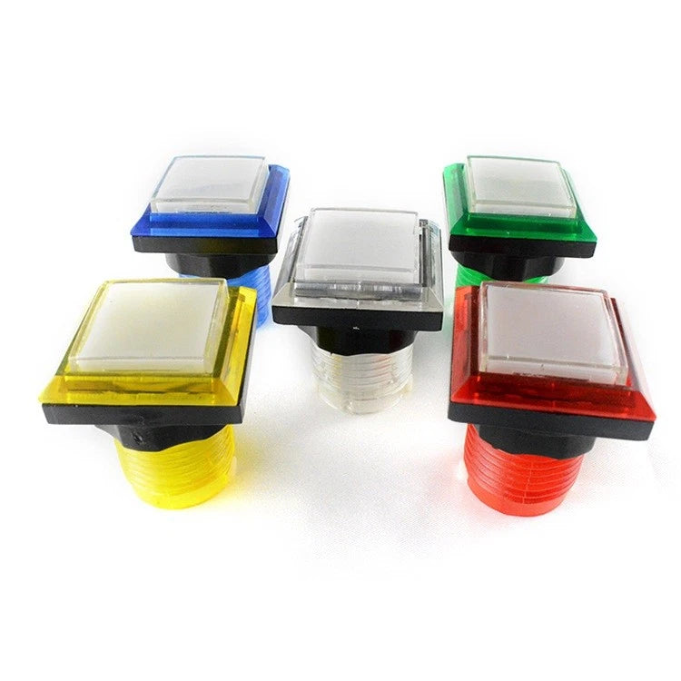 Transparent Arcade Square Push Buttons Illumilated Led W/ Microswitch