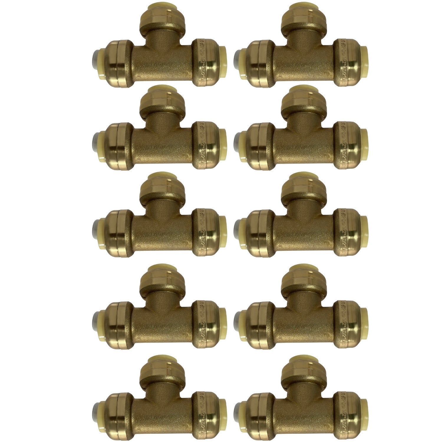 XFITTING 1/2" Push Fit Tee Fittings - 10 Pack