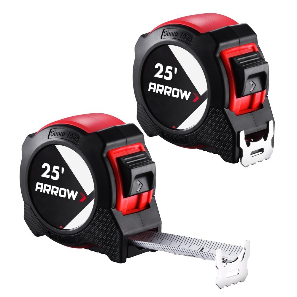 Arrow 2-Pack 25FT Tape Measure Dual Locking System Double Sided