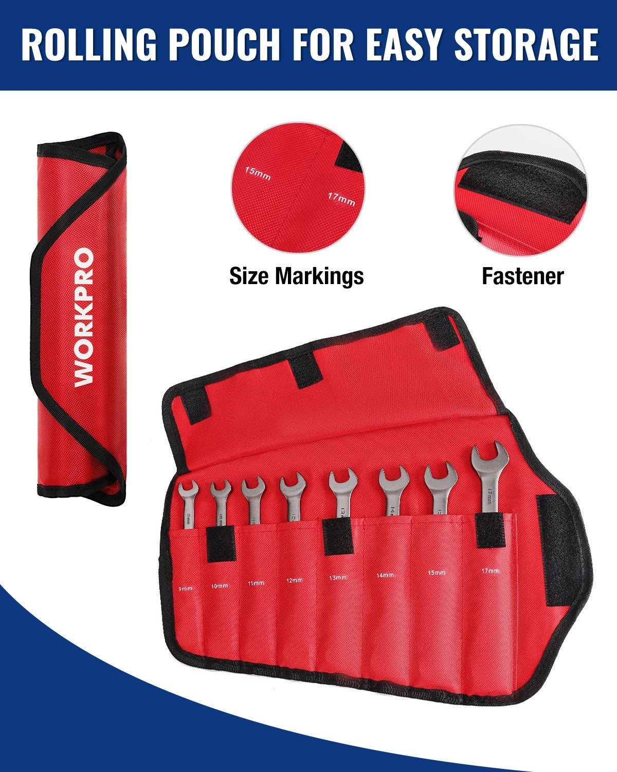 Workpro 8-piece Flex-head Ratcheting Combination Wrench Set 72-teeth