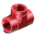Female 1/8" Npt Pipe Piping Red Anodized Finish Aluminum Tee Fitting