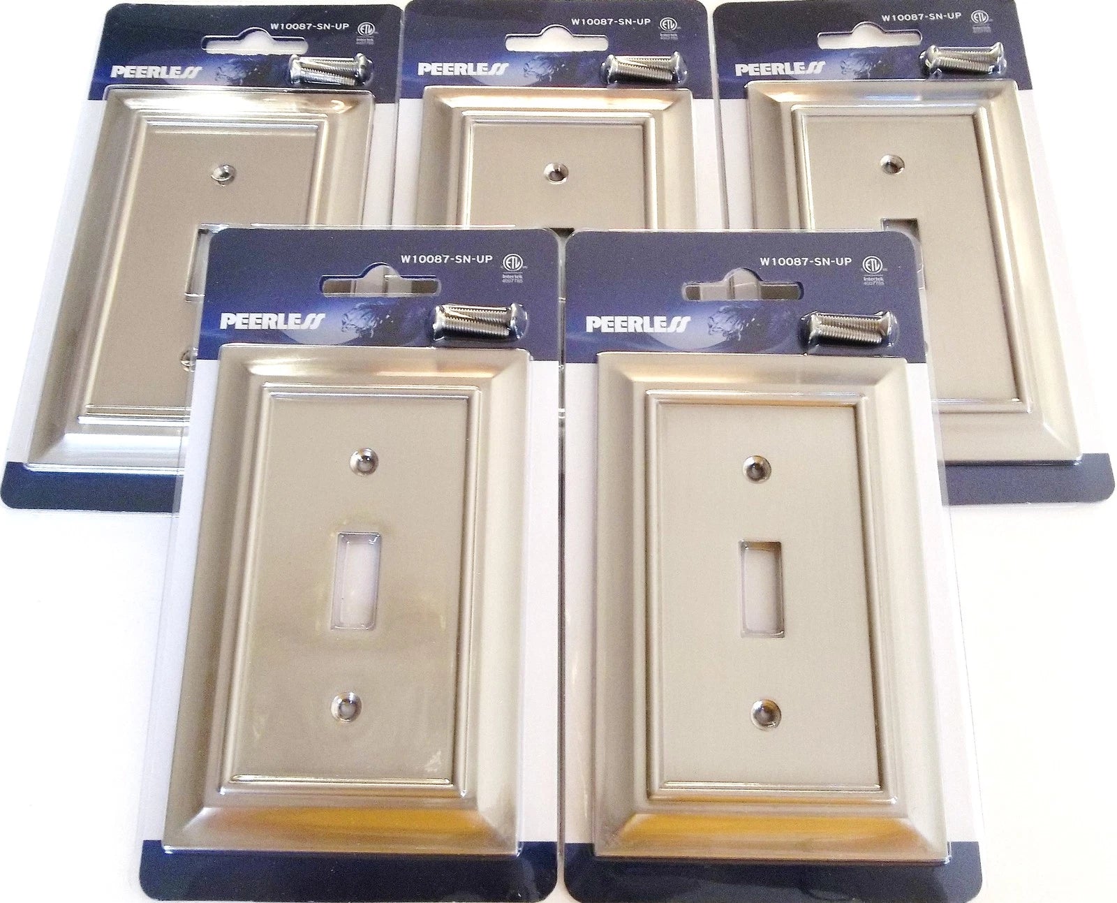 5 Peerless Satin Nickel Wall Switch Plate Cover Light Single Toggle