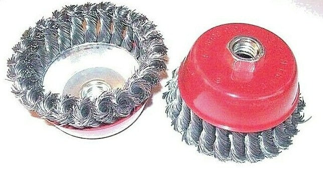 2 MIBRO INDUSTRIAL 4" CUP BRUSH KNOTTED TWISTED COARSE WIRE WHEEL ANGLE GRINDERO
