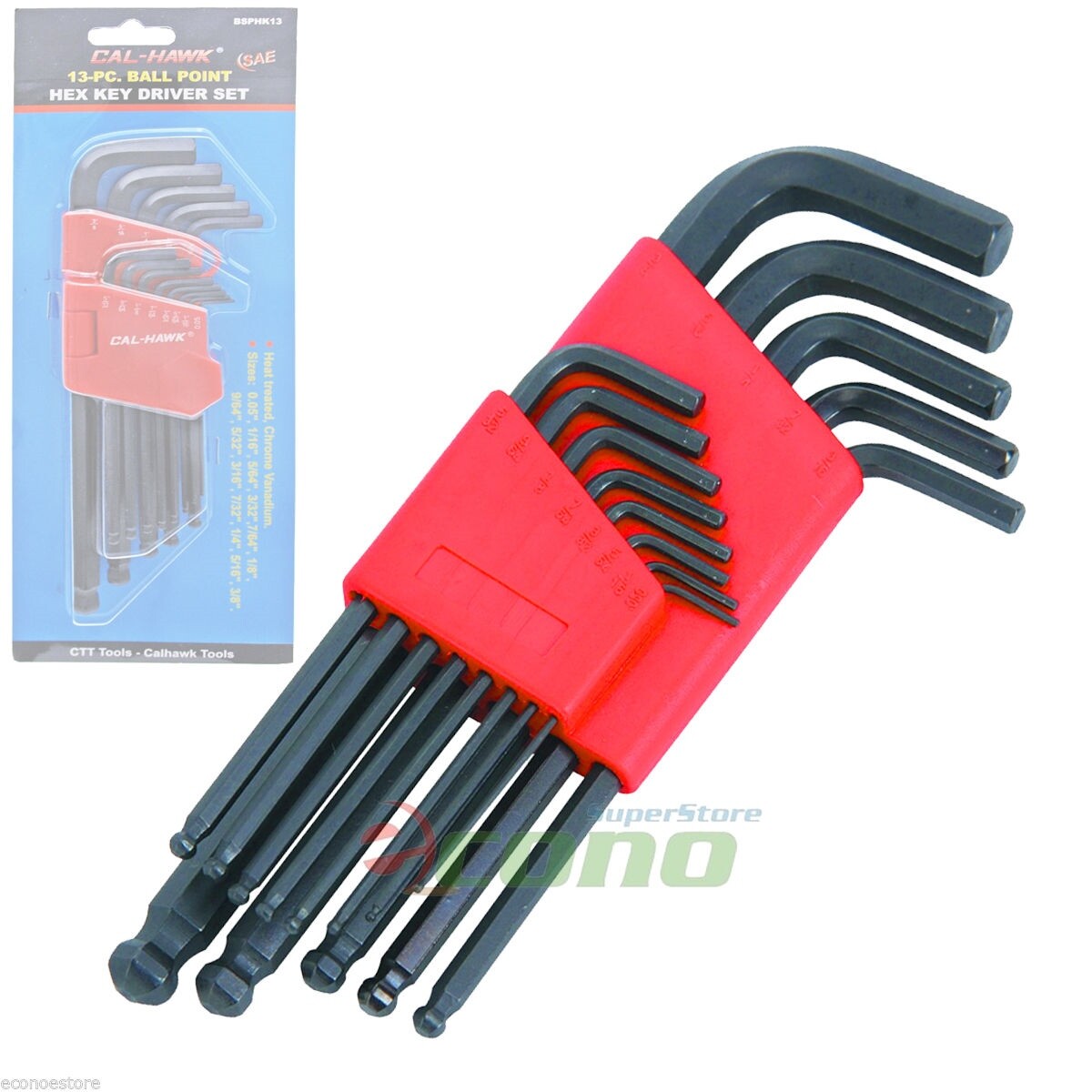 13PC SAE ALLEN BALL POINT END LONG ARM HEX KEY WRENCH SET