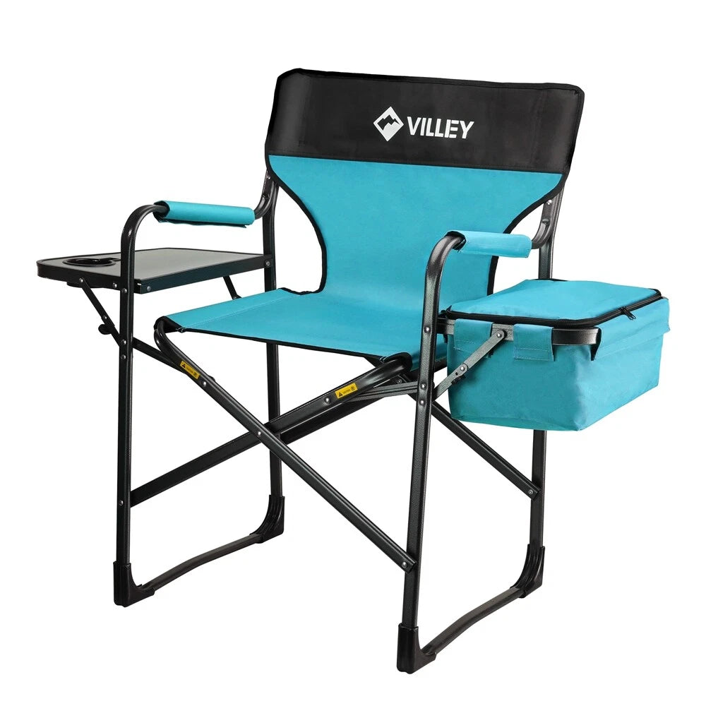 Villey Heavy Duty Director Chair Folding Camping Chair W/cooler Bag