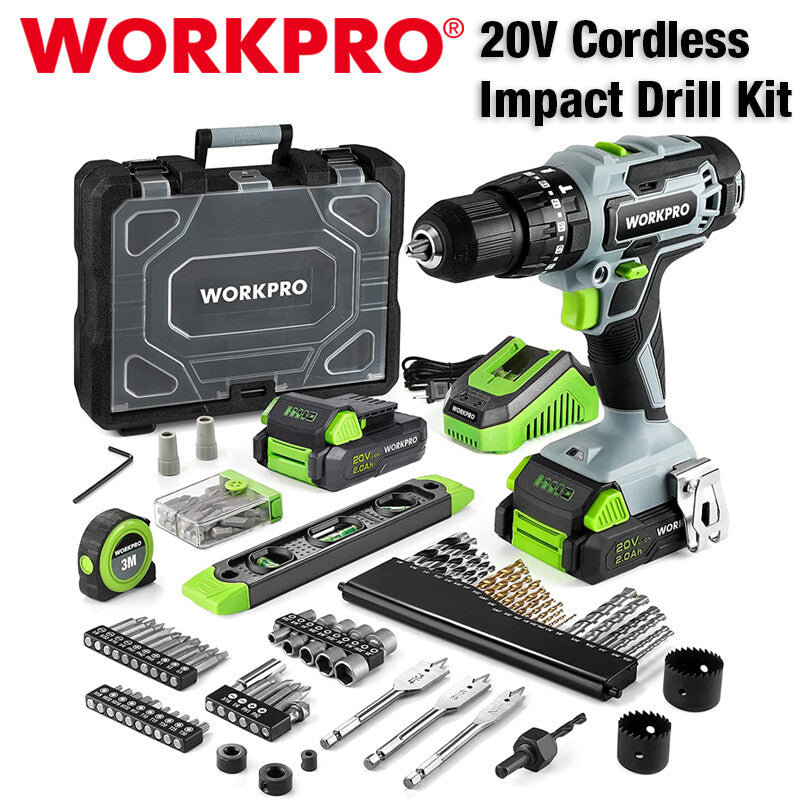 WORKPRO 20V Impact Drill Kit with Accessories