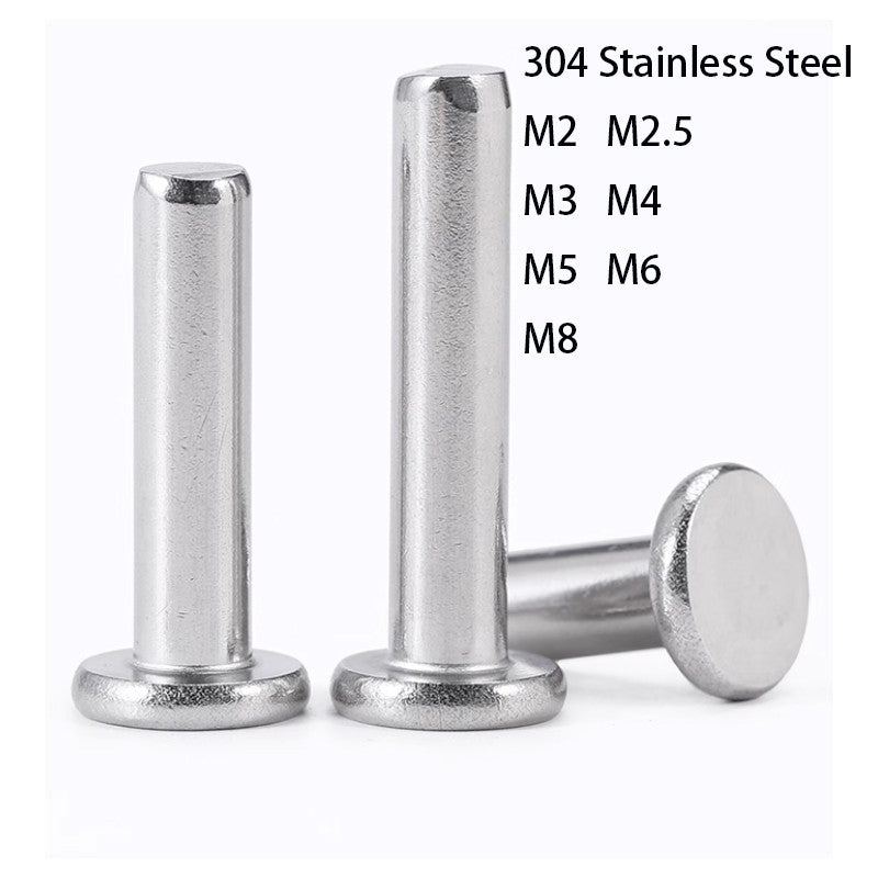 Flat Head Solid Rivets 304 Stainless Steel M2 to M8