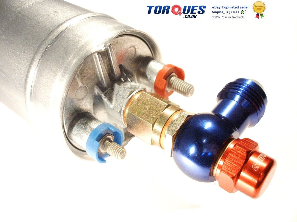 AN -8 (AN8) Banjo Adapter and Cap Blue / Red Fits Bosch 044 Fuel Pump