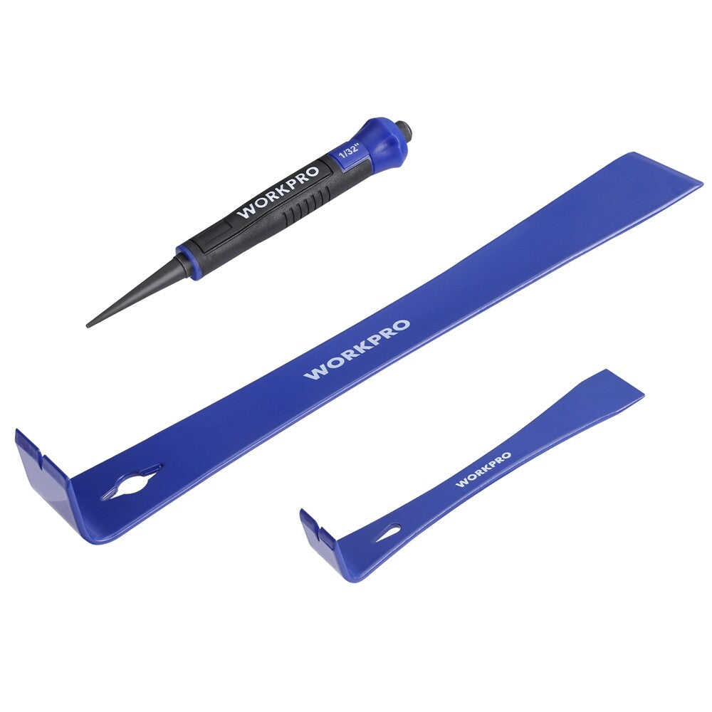 WORKPRO 3-IN1 Utility Claw Bar Set 12" Pry Bar 5-1/2 Mini Pry Bar 5"