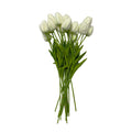 15" White Faux Tulips Silk Floral For Wedding Bouquets Bridal Home