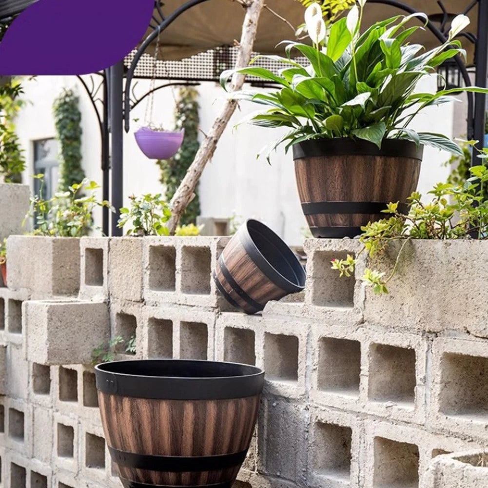 Plastic Flower Pots For Indoor Outdoor Use Wine Tub Creative Design