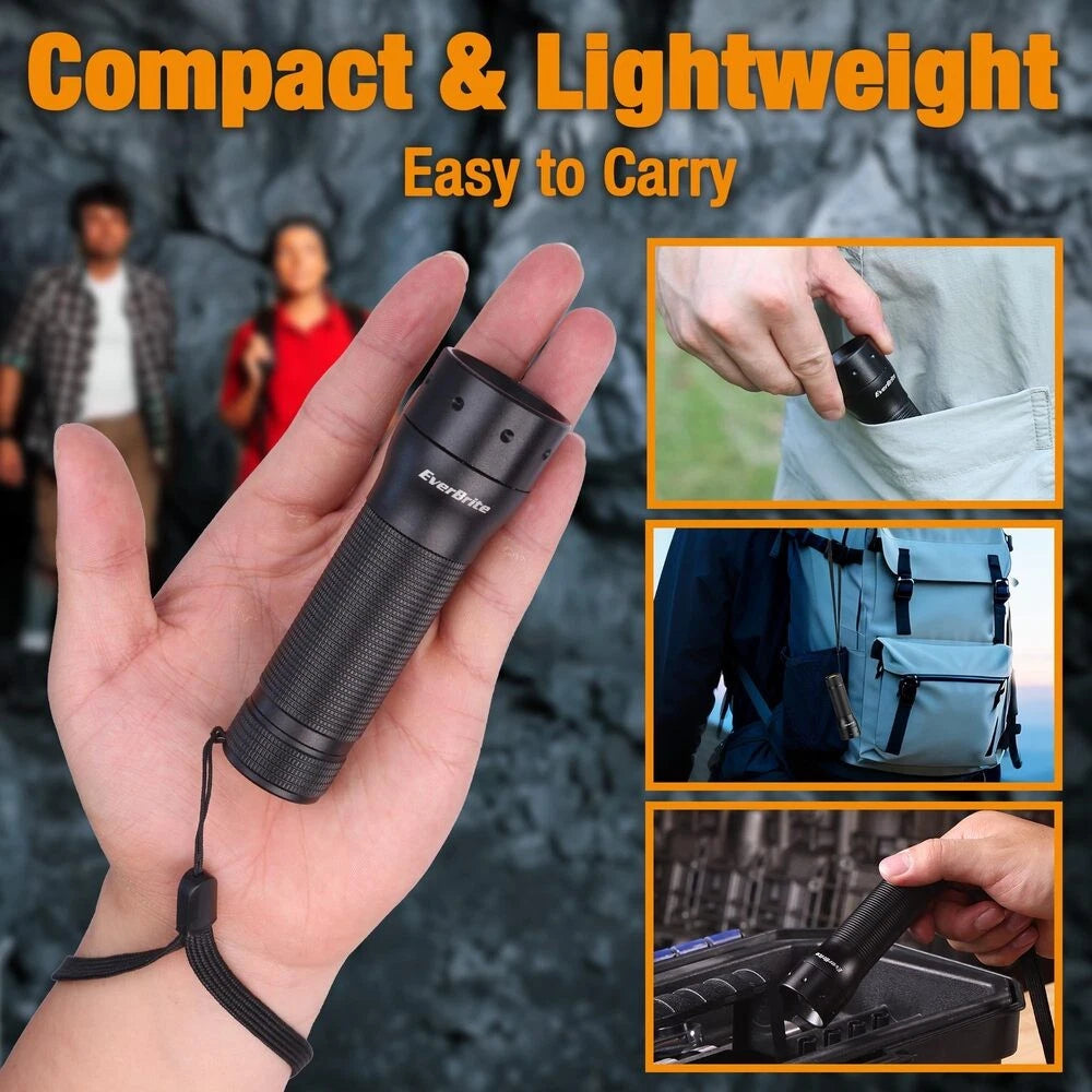 EverBrite LED Mini Flashlight Handheld Small Flashlight for Camping 3AAA Battery