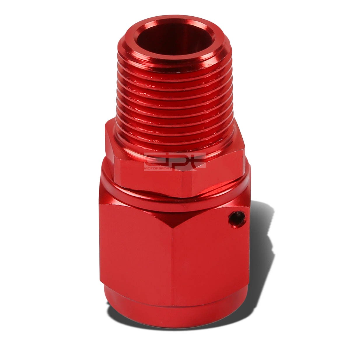 8-An Female Flare To 3/8" NPT Male Red Aluminum B-Nut Swivel Coupler