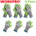 WORKPRO 6 Pairs Garden Gloves Work Gloves Eco Latex Palm Coa