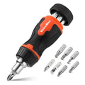 ValueMax 8-in-1 Stubby Ratcheting Screwdriver Magnetic Multi-bit 1/4"