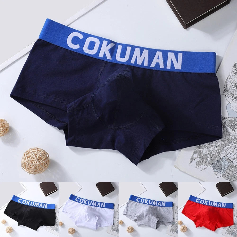 Men's Sporty Underwear Trunks Cotton Breathable Boxers Solid Color
