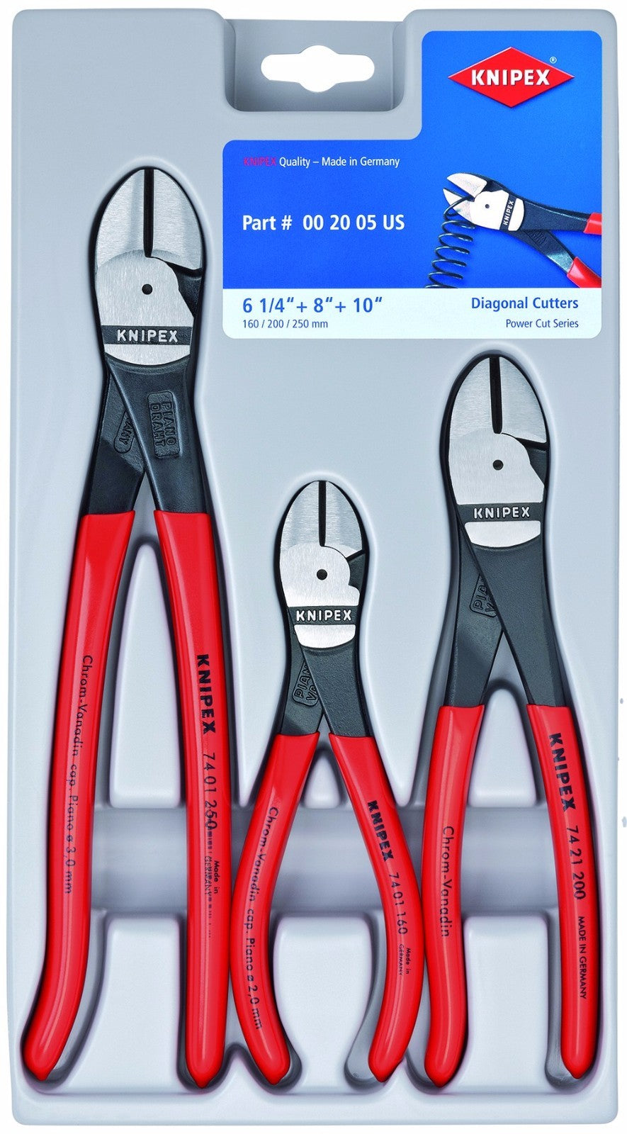 Knipex 3pc Diagonal Cutter Plier Set 6.25", 8", 10"