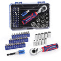WORKPRO 42 PCS 1/4"Dr. Master Socket Set Metric w/ual Head Ratchet Qucik-Release