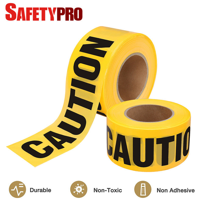 SafetyPro 2Pack Caution Tape Roll 3 in X 1000 ft Yellow Warning Safety Tape Roll