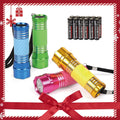 4-Pack Mini LED Flashlight Aluminum 9 LED Super Bright Torch Zoomable
