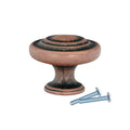 Saturn Round 1-11/32" Antique Copper Kitchen Cabinet Dresser Knob