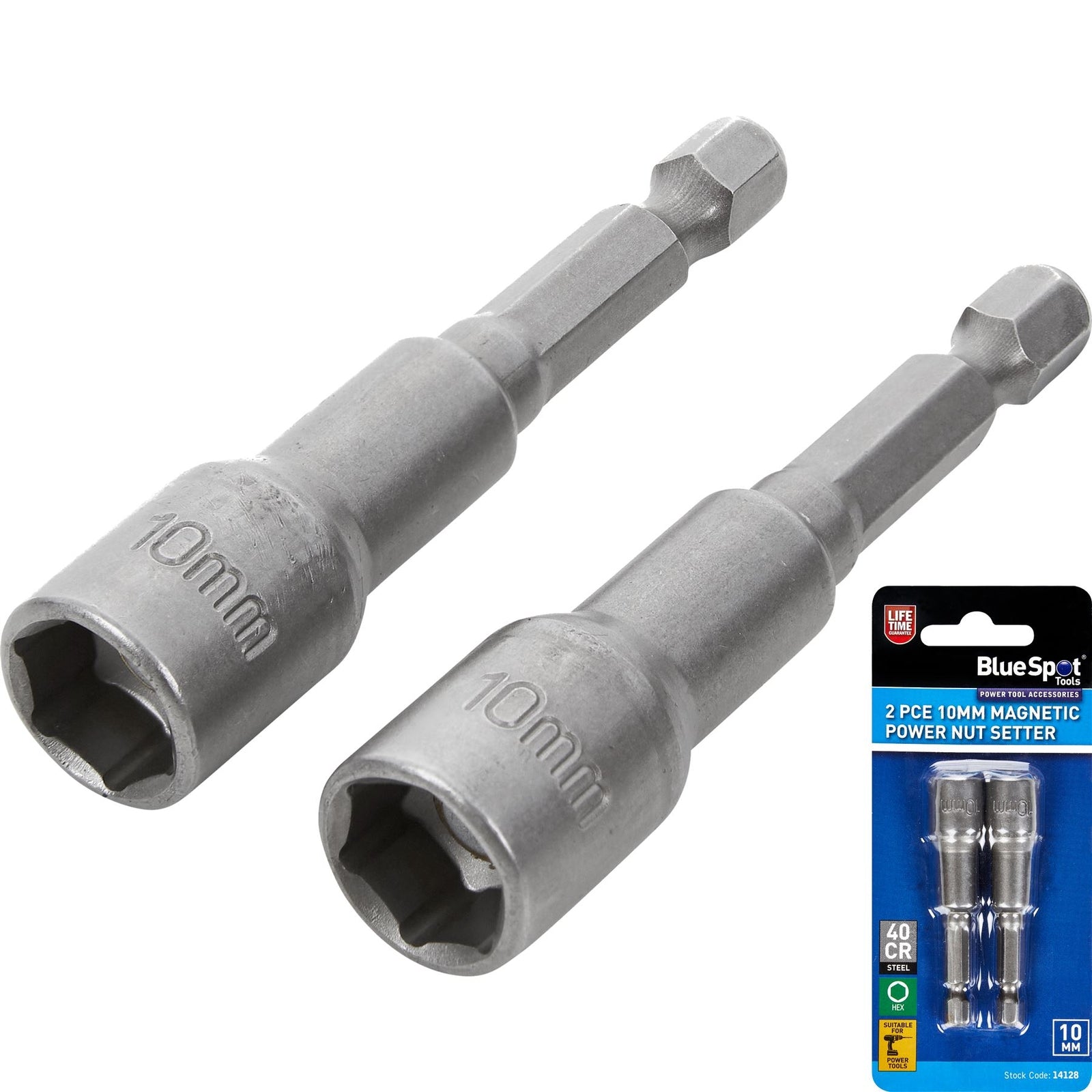 Bluespot 10mm Torque Magnetic Power Nut Bolts Hex Head Setter 1/4" 2pcOpens in a