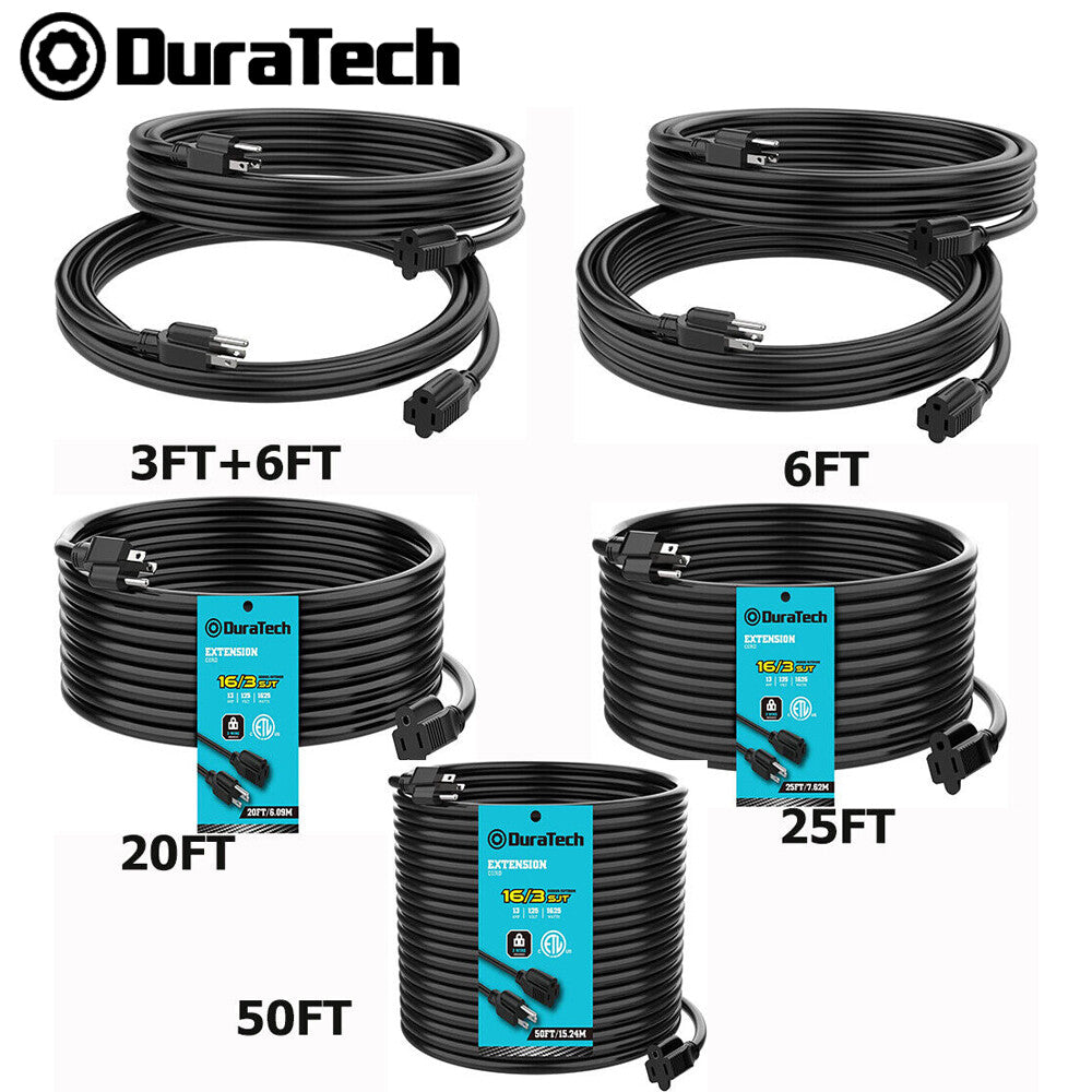 DuraTech Extension Cord Outdoor 16/3 SJTW 13 Amps 50