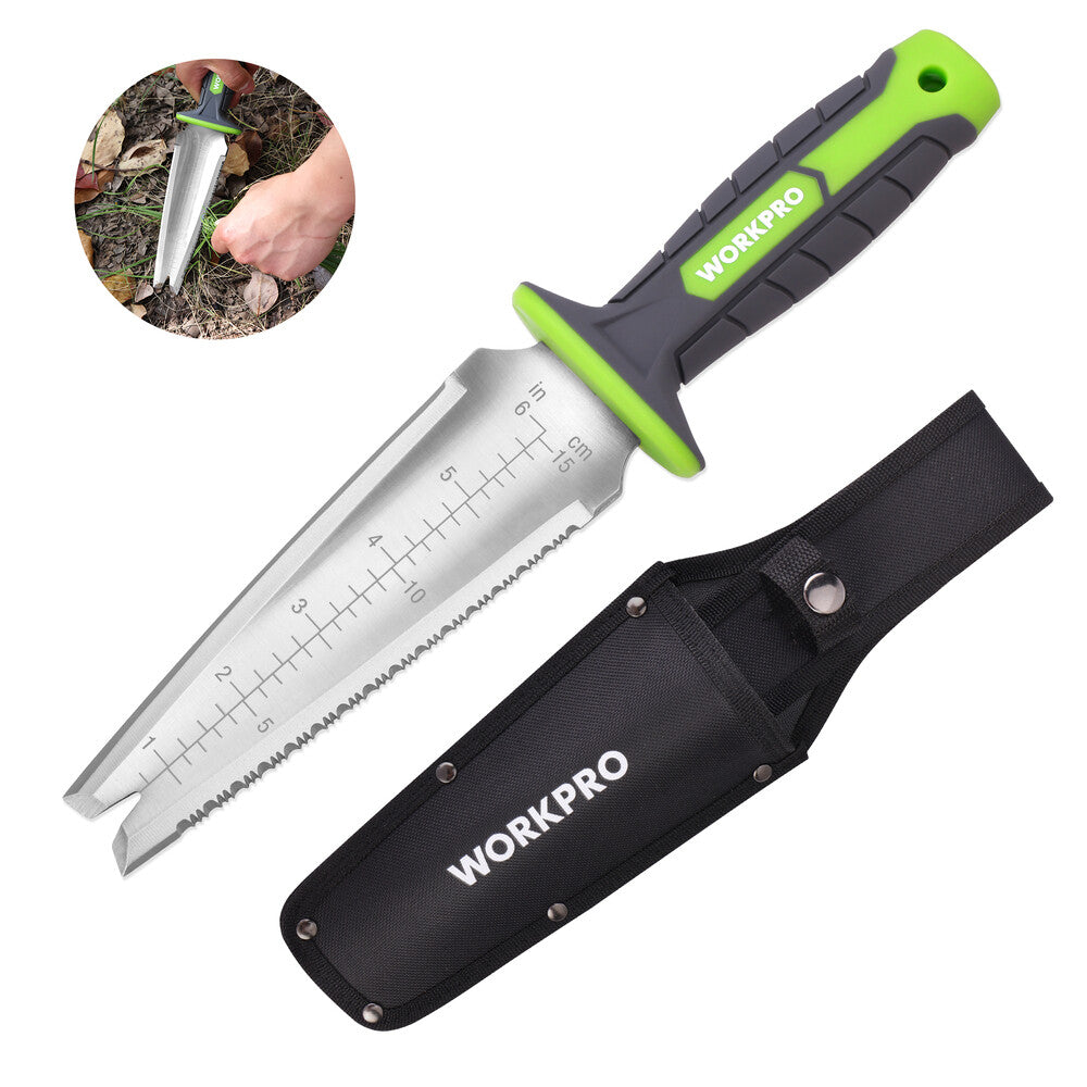 WORKPRO 7" Hori Hori Garden Knife Weed Puller Stainless Steel Blade