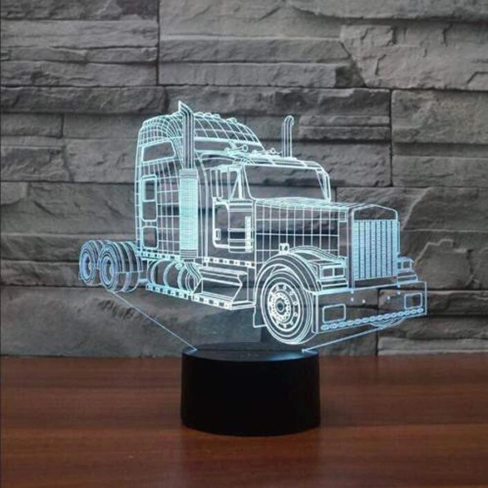 3d Illusion Table Lamp Truck Led Night Light For Bedroom Deco 7-color