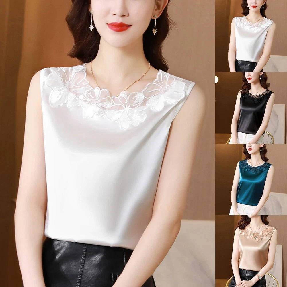 Womens Glossy Lace Camisole Vest Suitable For Casual Or Professional