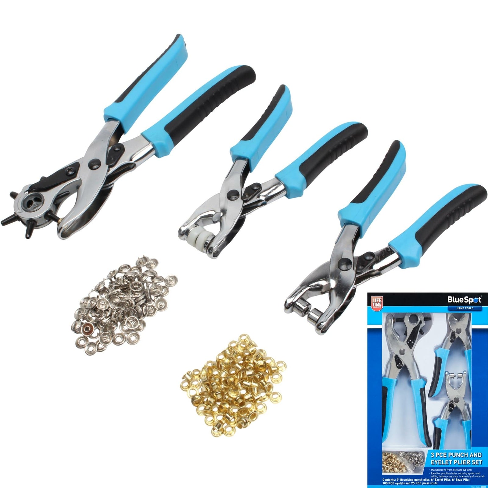 BlueSpot 3pc Revolving Leather Hole Punch Set by BlueSpot