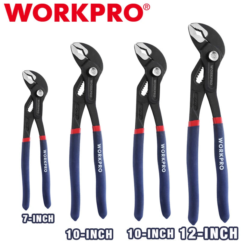 WORKPRO 12 /7 /9-1/2Inch Groove Joint Plier Set Fast Adjustable Water Pump Plier