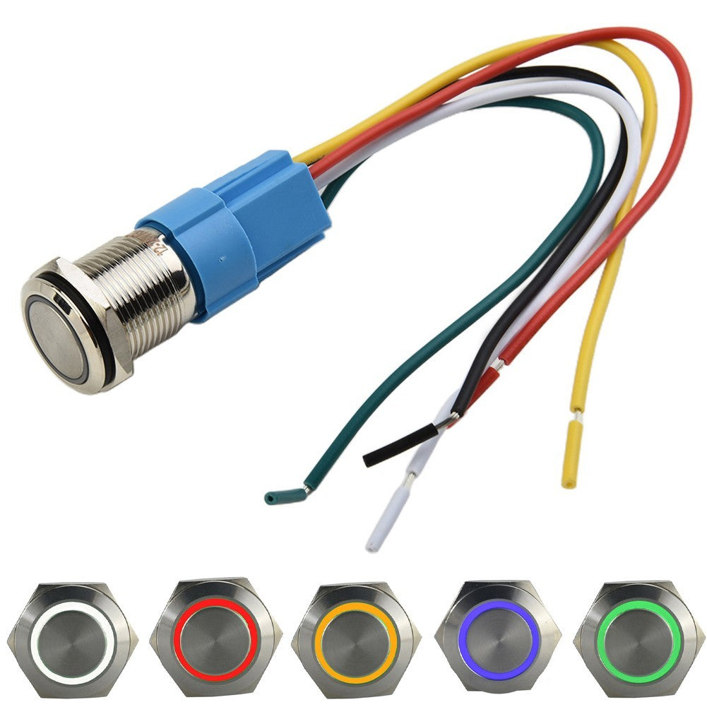 Latching Push Button Switch Ring LED Stainless Steel Button