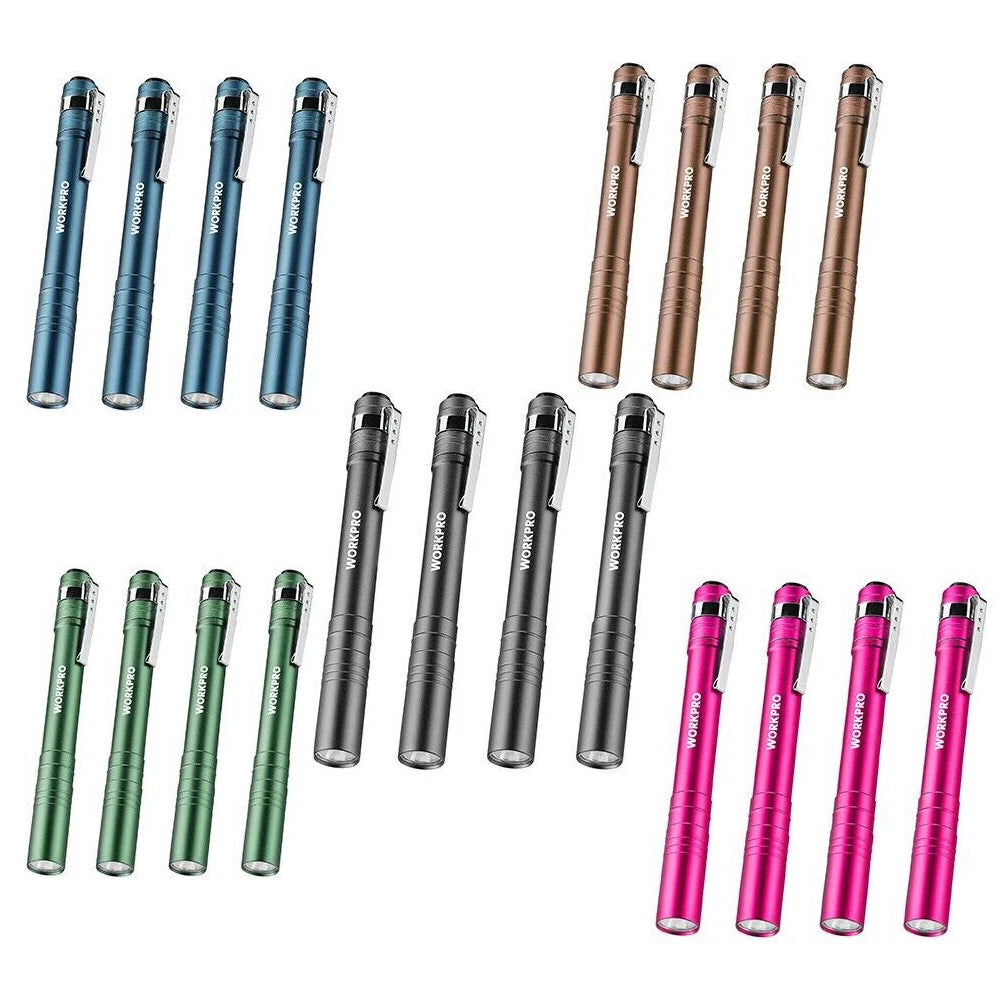 Workpro 4-packs Led Pen Light Aluminum Pocket Light Pen Flashlights
