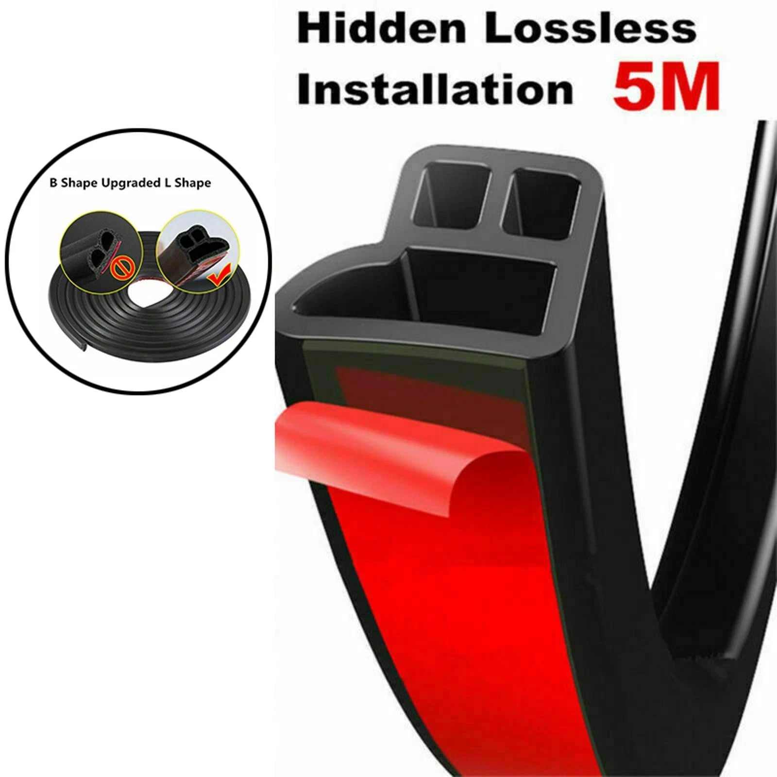 5m Soundproof Car Door Edge Trim Moulding Seal Strip Rubber