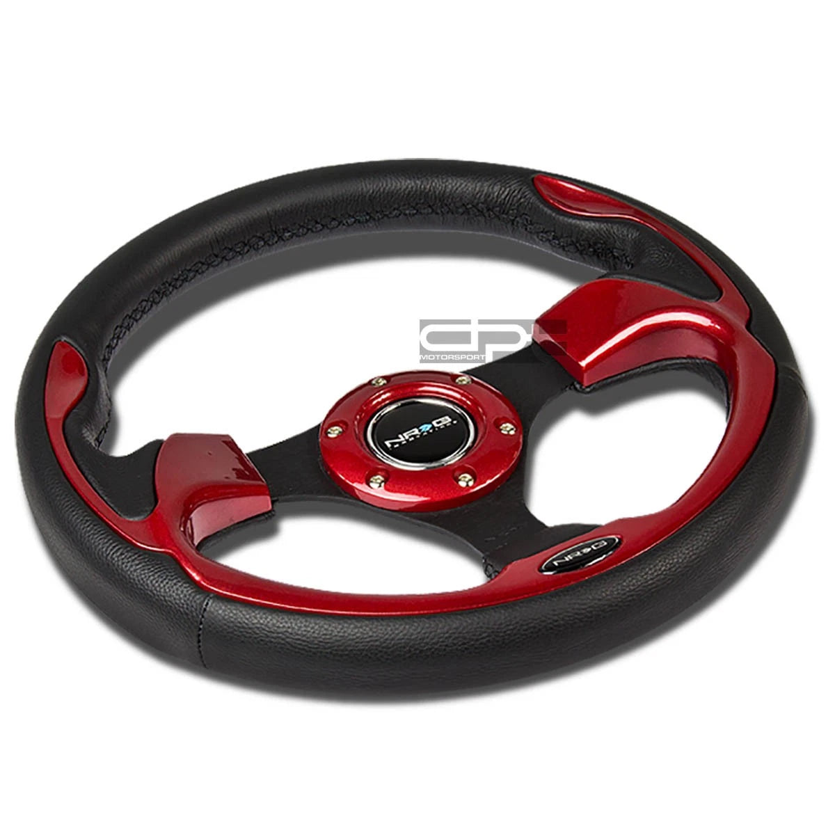 Nrg Reinforced 32cm Pvc Black Leather Red Accent | Built Supply Co