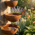 Outdoor Iron Bird Bath Feeder Set For Attracting Birds To Garden