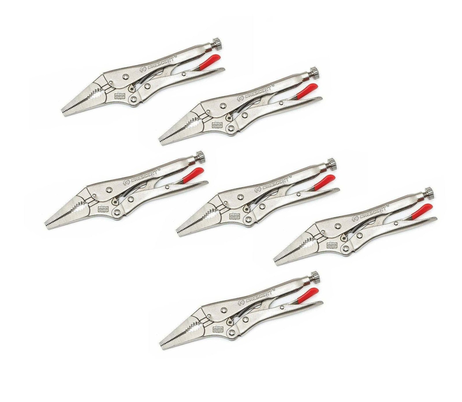 6PC-Pack Crescent 9" Straight Long Nose Jaw Locking Pliers Vice Grip
