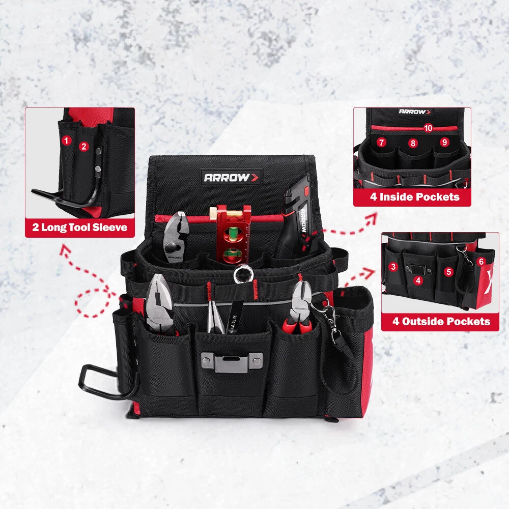Arrow Heavy-duty Adjustable Tool Belt W/10 Pocket Electrician Utility