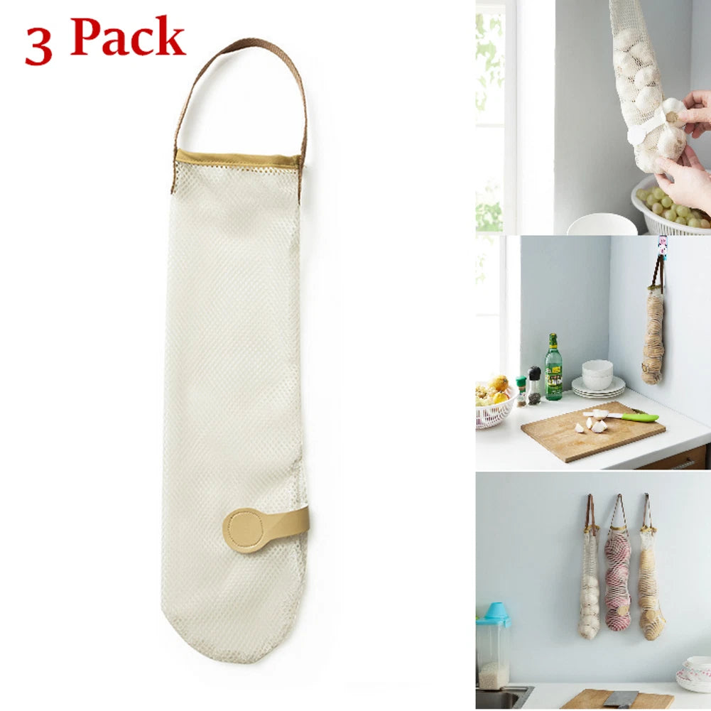 3 Pack New Onion Garlic Hanging Organizer Holder Storage Kitchen Wall