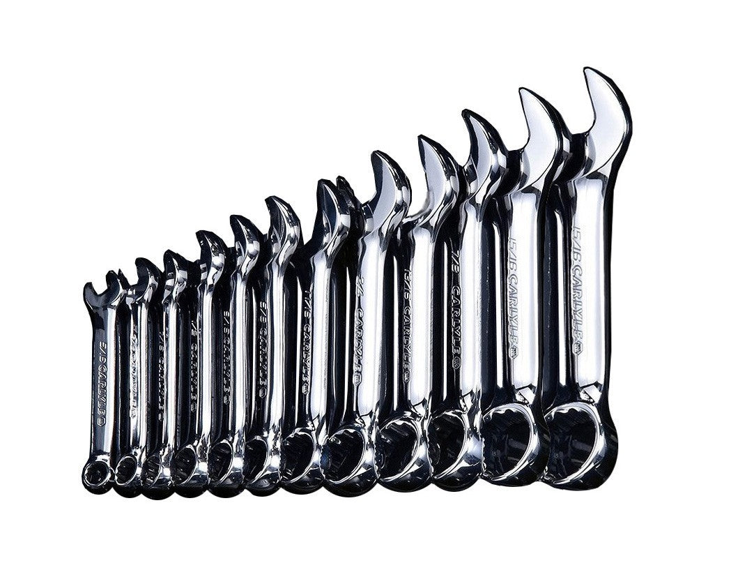 12pc Stubby Combination Ring Open Spanner Wrench Imperial 5/16-1"