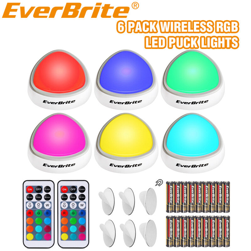 EverBrite 6Pack Tap Light LED Puck Light Wireless Push Light Remote