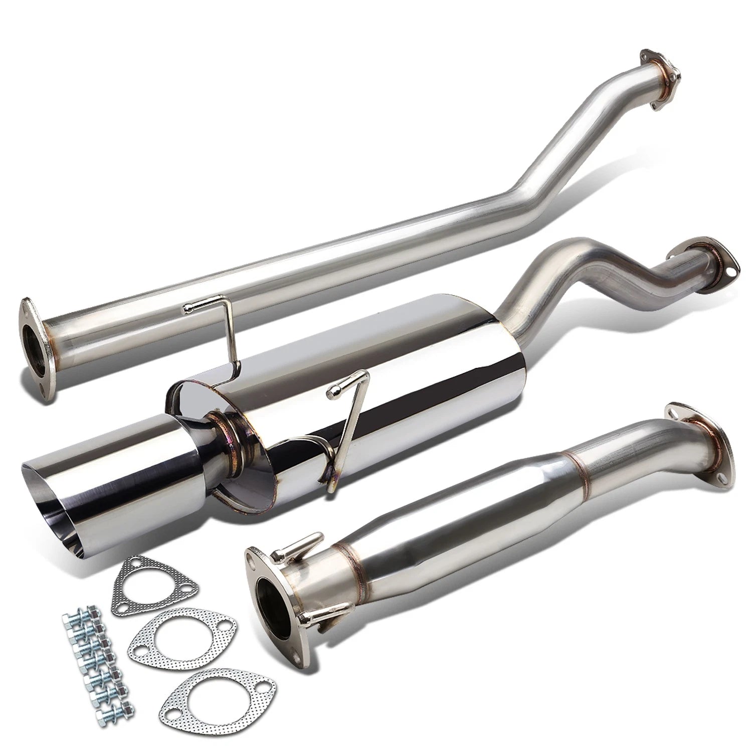 Fit 02-06 Acura Rsx Dc5 Type-s 4" Oval Muffler Rolled Tip Racing