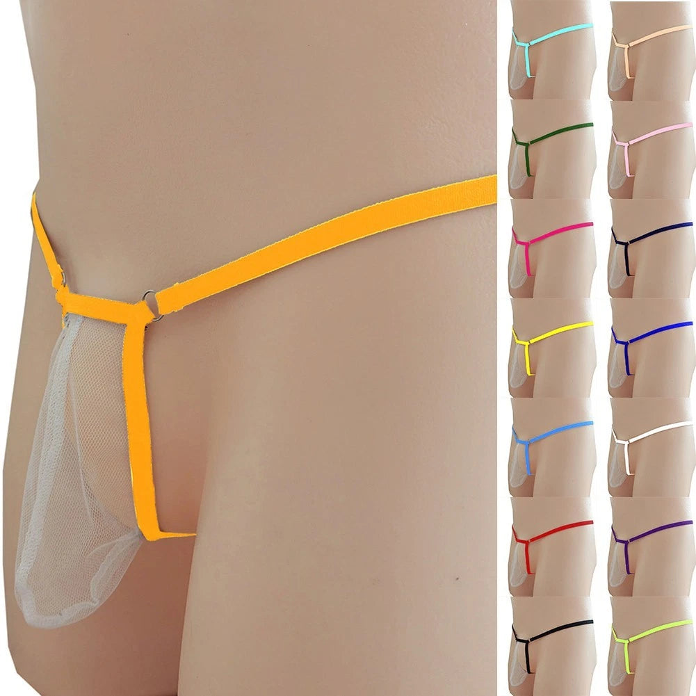 Mens Mesh Thong Underpants Breathable Low Waist Stretchy G String